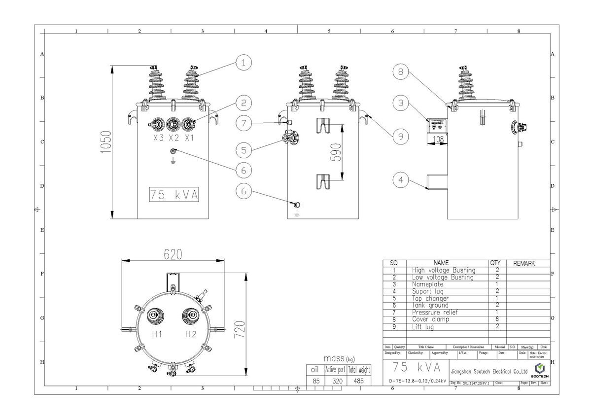 53 Units 13.8-0.12/0.24kV Single Phase Pole Mounted Transformer
