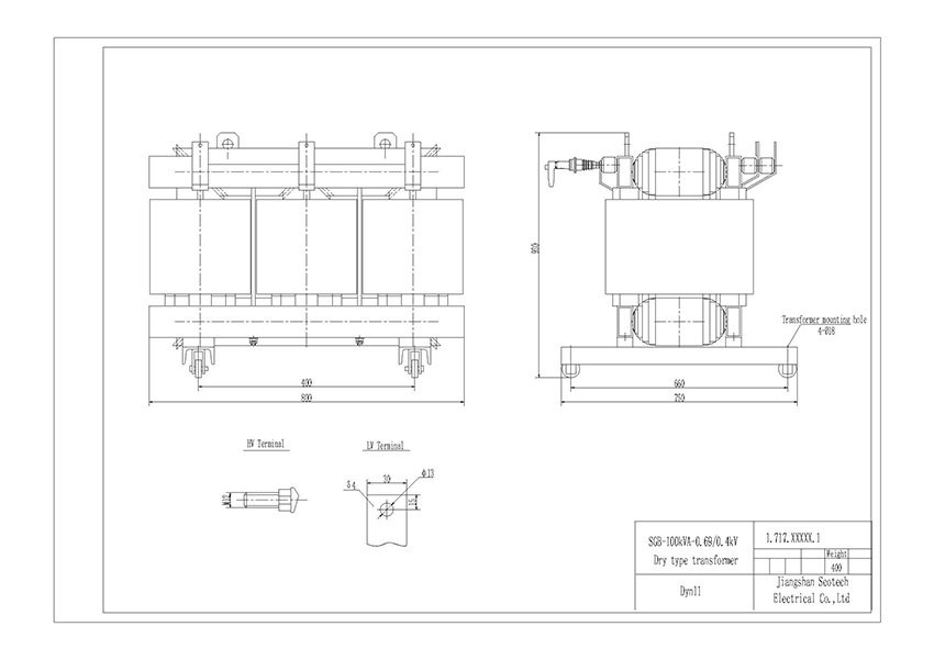 100 KVA 0.69 KV Epoxy Resin Cast Dry Type Transformer