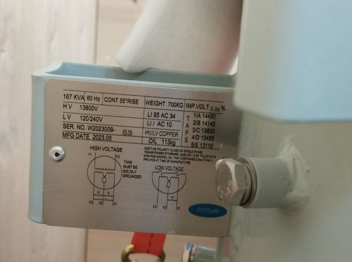 53 Units 13.8-0.12/0.24kV Single Phase Pole Mounted Transformer