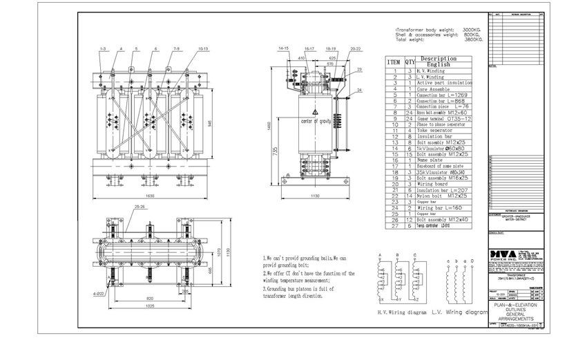 1000 KVA Three Phase Indoor Dry Type Transformer