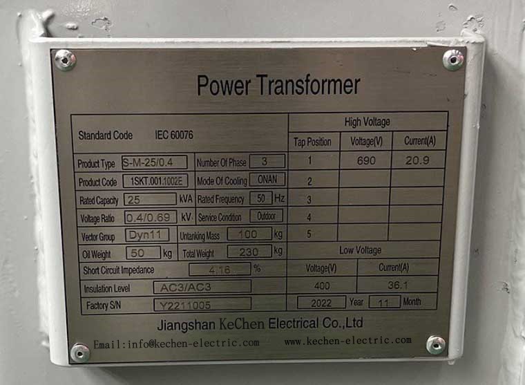 25 KVA 0.4 KV Pole Mounted Distribution Transformer