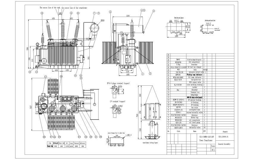 20 MVA 20000 KVA 132KV To 11KV Three Phase Power Transformer with OLTC
