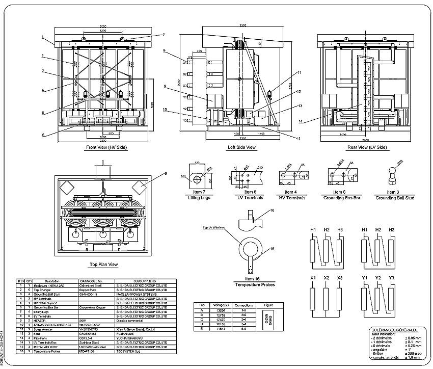 2840 KVA 12.47/0.6KV Dry Type Traction Power Rectifier Transformer