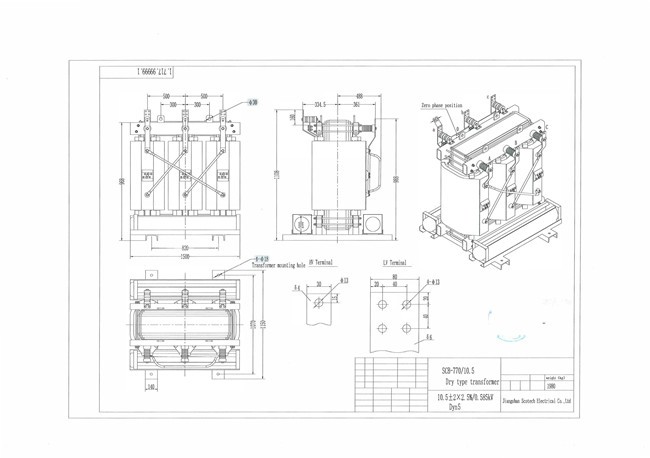 770 KVA-10.5/0.585 KV Dry Type Transformer