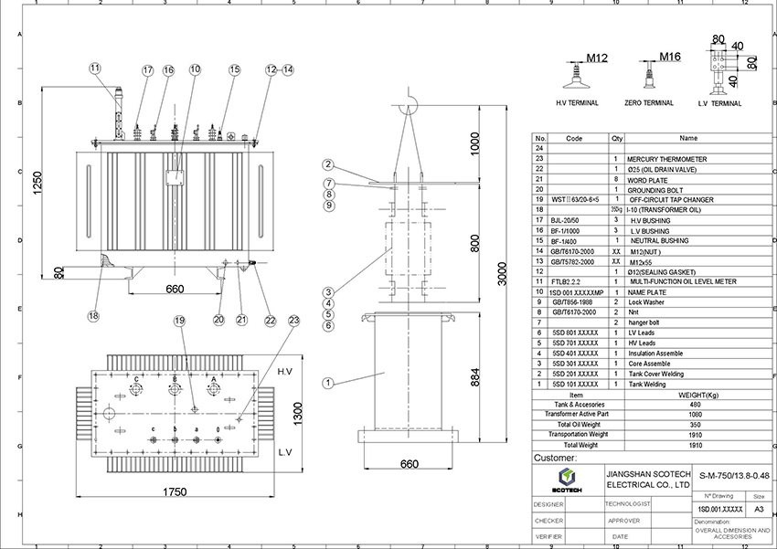 750 KVA 13.8 KV Power Distribution Transformer