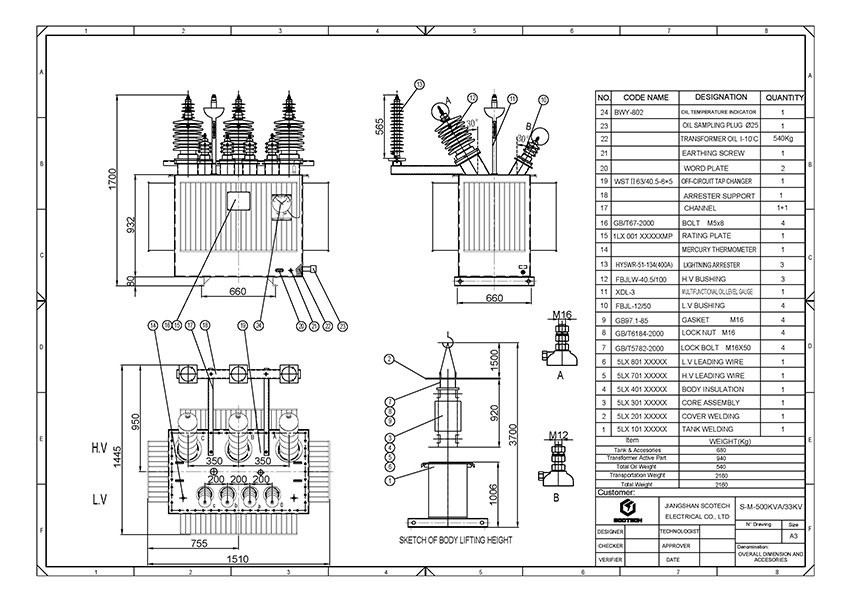 500 KVA 33 KV Step Down Distribution Transformer