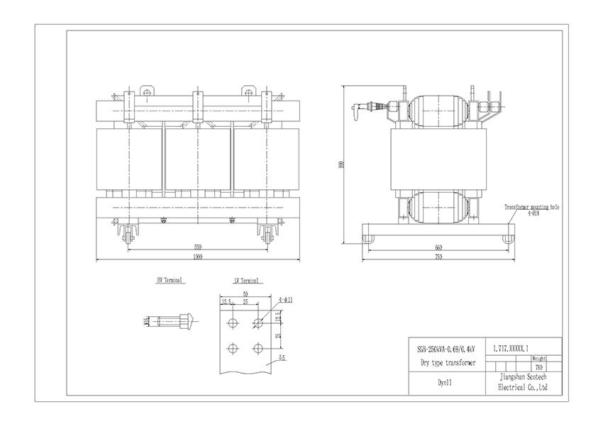 250 KVA 0.69 KV Dry Type Transformer