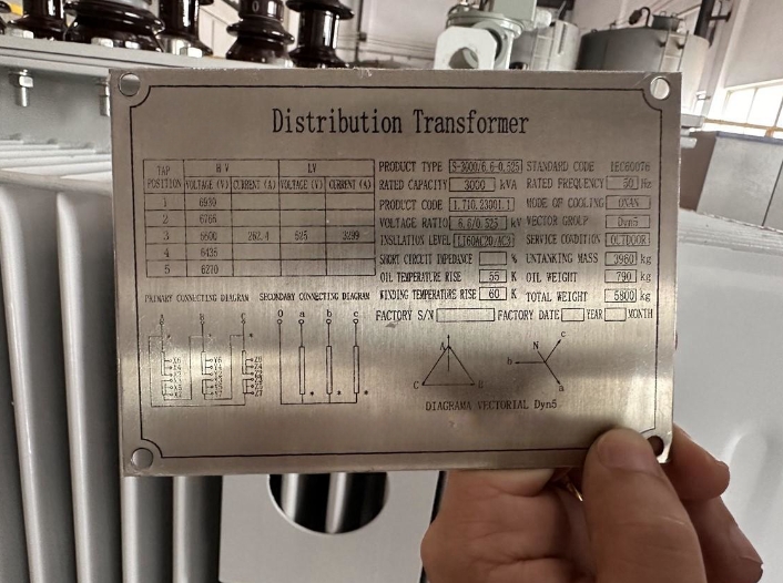 3MVA-6.6/0.525kV Oil Immersed Distribution Transformer