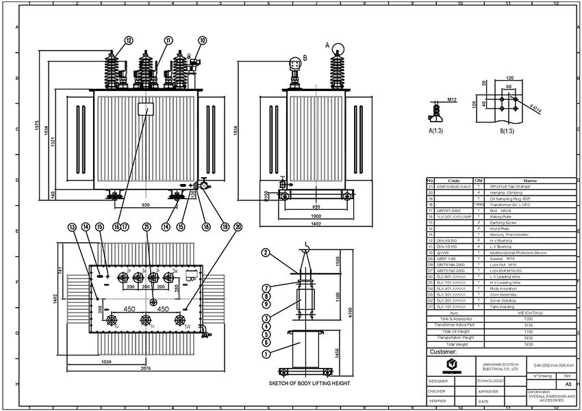 2000 KVA 33kV Oil Type Distribution Transformer