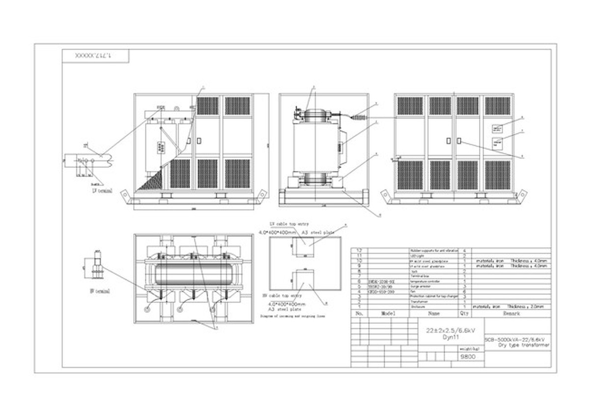 5000kVA-22/6.6kV Step Down Dry Type Transformer