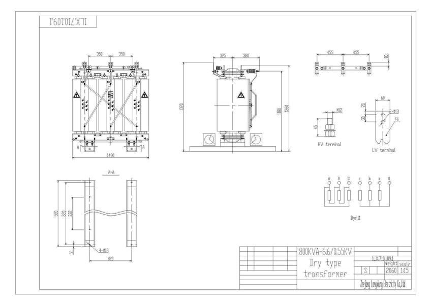 800 KVA Class F Air Cooled Dry Type Transformer
