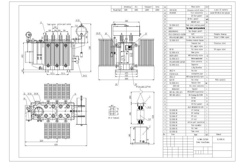 6.3 MVA ONAN Oil Immersed Power Transformer Tranfo with OLTC 33KV To 33KV