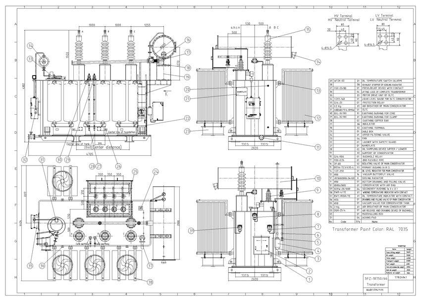 18.75MVA 66/11.55kV Three Phase Step Down Oil Immersed Power Transformer