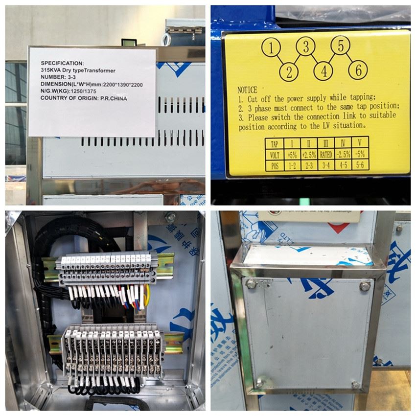 315 KVA 3.3KV To 400V VPI Open Winding Dry Type Transformer