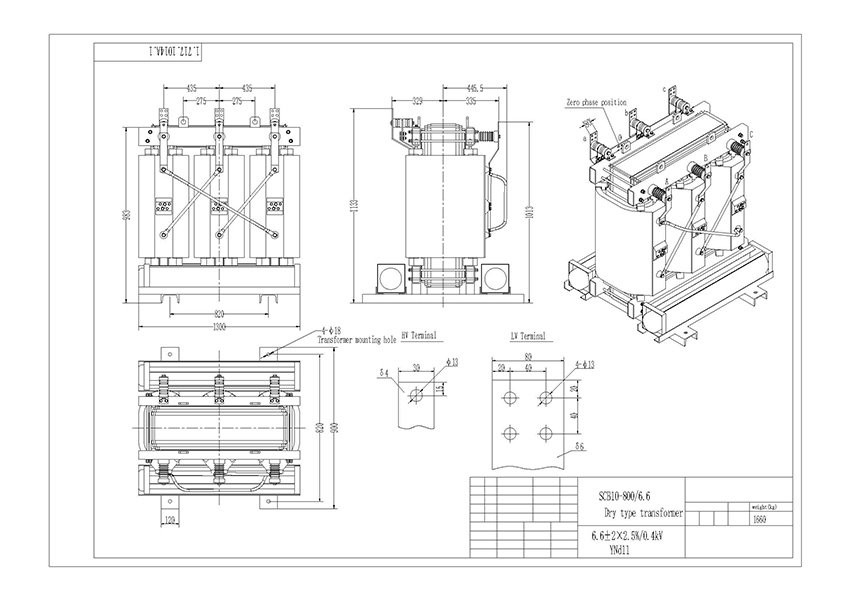 800 KVA 0.4kV Three Phase Epoxy Resin Cast Dry Type Transformer