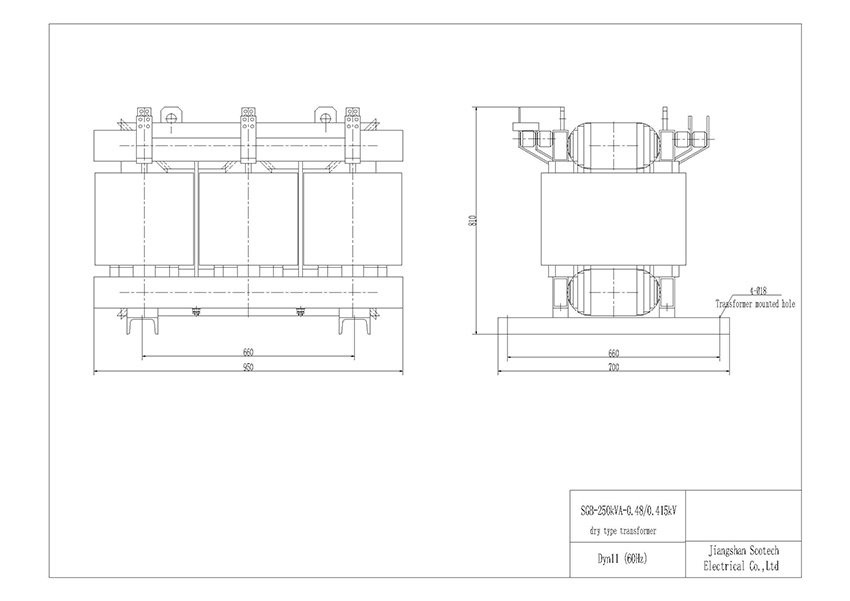 250 KVA 0.48 KV Epoxy Resin Cast Dry Type Transformer