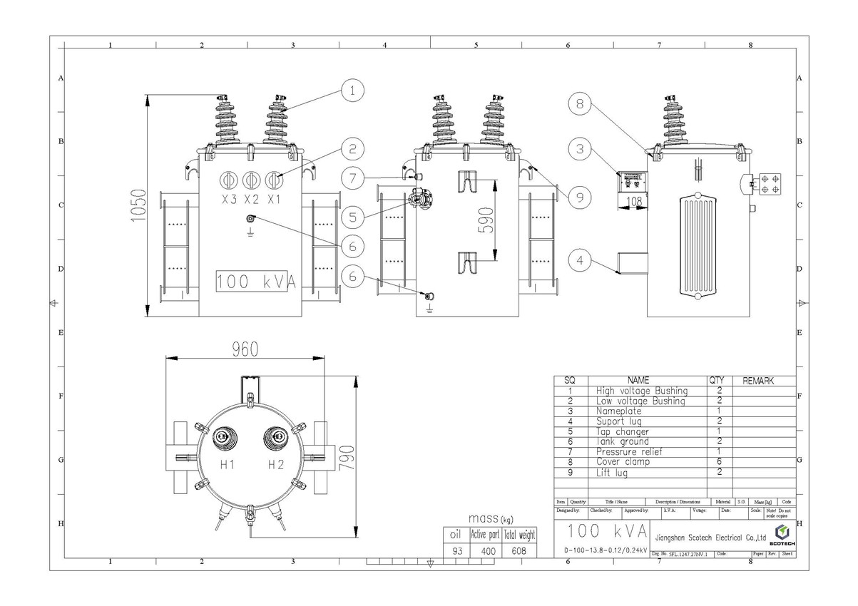 53 Units 13.8-0.12/0.24kV Single Phase Pole Mounted Transformer