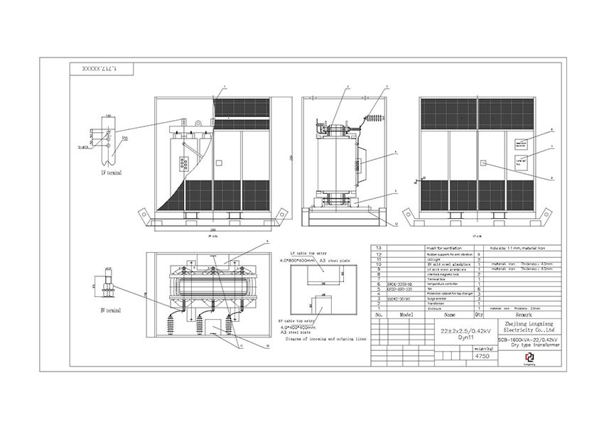 1600 KVA 22kV Epoxy Resin Cast Dry Type Transformer