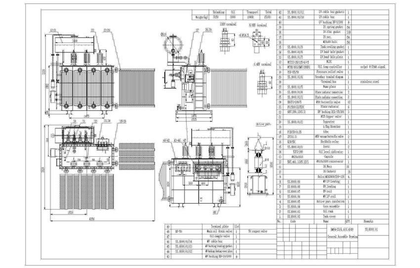 8 MVA 8000 KVA 33/6.6/0.4KV Three Winding Oil Immersed Power Transformer
