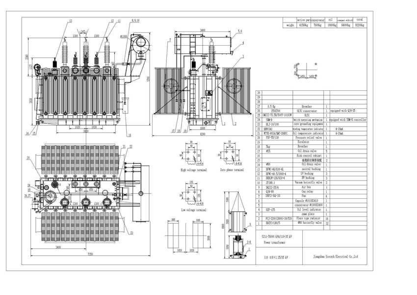 76 MVA Step Down 110 KV To 35 KV Three Phase Power Transformer With OLTC